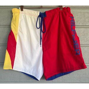 Vintage Tommy Hilfiger Sailing Team Swim Trunks Mens Large Nautical Colorblock